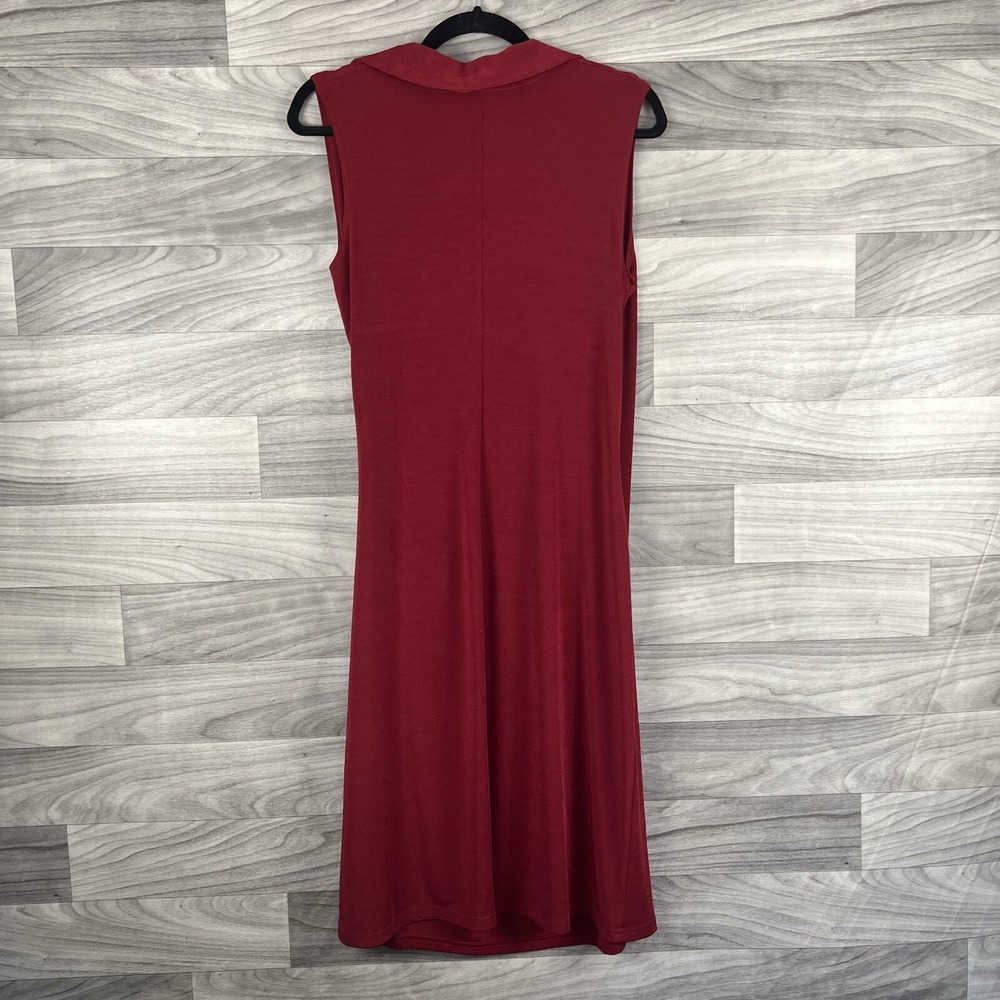 Jkla California Dress Womens M Red Stretch Faux Wrap Collard Vintage Sleeveless - Picture 9 of 11